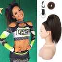 SEIKEA Cheer Ponytail Hair Piece, 10" Straight Tangle-Resistant Smooth Natural Brown Cheerleader Hairpiece Ponytail Extension for Cheer Competition, Dance, Performance, Dark Brown