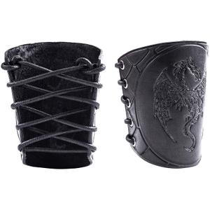 100% Genuine Leather Handmade Wrist Cuffs Bracers - LARP Gauntlet - Real Leather Wristbands - LARP Accessories Viking Cosplay Armor Bracelet Dragon Embossing Archery Armguard 5" 130drhh