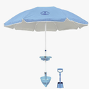 Anchor Works All-In-One Classic Beach Umbrella System - Secure & Wind-Resistant with Heavy-Duty Patented AnchorONE Sand Anchor, 7ft UPF 50+ Umbrella, Convenience Tray, Sand Spade & Carry Bag - ASTM F3681-24 Compliant
