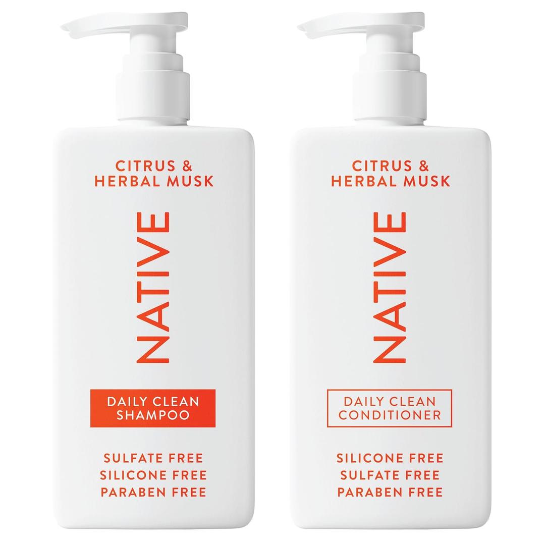 Native Shampoo and Conditioner contain Naturally Derived Ingredients | All Hair Types, Color & Treated, Fine to Dry Damaged | Sulfate & Dye Free | Citrus & Herbal Musk, 16.5 fl oz each (2 pack)