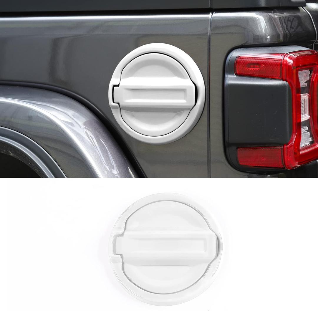 Fuel Filler Door Gas Tank Cap Cover Trim Stickers Decoration Exterior Accessories for Jeep Wrangler JL JLU 2018-2022,White