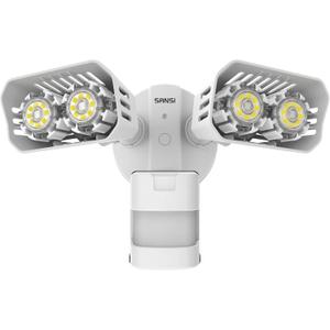 SANSI LED Security Lights, 18W (150 Watt Incandescent Equiv.) Motion Sensor Lights, 1800lm 5000K Daylight Waterproof Outdoor Floodlights with Adjustable Dual-Head, White