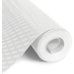 Shelf Liners for Kitchen Cabinets and Drawers, Non-Adhesive and Anti-Slip, Waterproof and Easy to Clean, Durable EVA Cabinet Mat for Refrigerator, Cupboard, Table (White, 11.8" W x 196.8" L)