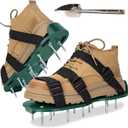Lawn Aerator Shoes with Adjustable Strap and Heavy Duty Spikes for Grass Aerating Patio Garden One-Size-Fits-All Use for Yard Patio Lawn Garden (Green)