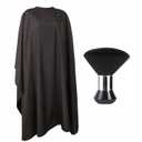 Professional Hair Cutting Cape with Neck Duster Brush, Large Size Salon Barber Cape for Men, Women and Kids(Black)