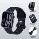 Sport Silicone Bands and Case with Screen Protector Compatible with Apple Watch Band 44mm/45mm/46mm/42mm/41mm/40mm for Men, Breathable Strap and Cover Combo for iWatch Series 11/10/9/8/7/6/5/4/SE (Midnightblue Black)