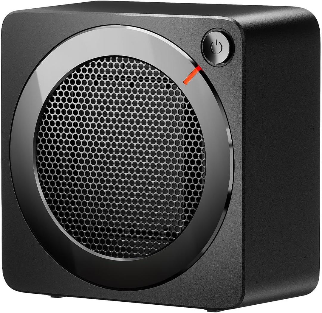 Gaiatop Mini Space Heater, Lightweight PTC Ceramic Fast Heating 500W Energy Efficient for Indoor Use, Overheating & 45 Tip-Over Protection, Portable Desk Electric Heaters for Office Home Black
