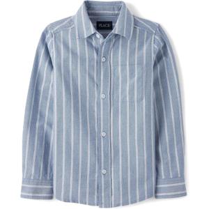 The Children's Place Boys Long Sleeve Oxford Button Down Shirt (XS, Huron Blue)