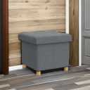 BRIAN & DANY Ottoman with Storage, Square Small Storage Ottoman Foot Rest with Legs, Ottomans Foot Stool for Dorm, Living Room, Entryway 14.8"x14.8"x17.8" (Light Gray), 15"D x 15"W x 15"H
