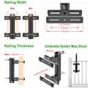 Deck Railing Umbrella Holder for 1-2" Patio Umbrella Poles | Heavy Duty Railing Mount, Adjustable Structure, Stable Installation to Maximize Usable Outdoor Space