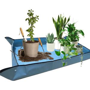 59" x 39" Extra Large Plant Repotting Mat, Foldable Gardening Mat for Indoor, Transplanting Houseplants, Pot Out, Mix Soil and Mess Control, Gardening Gifts for Women Men Plant Lover(Blue)