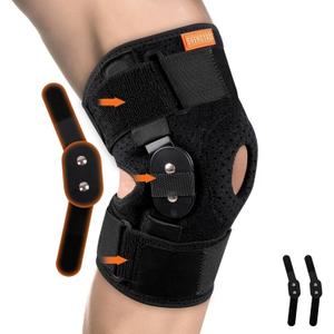 Hinged Knee Brace, Adjustable Knee Support Wrap for Men&Women, Pain Relief Swelling and Inflammation, Patellar Tendon Support Sleeve for Helping Relieve Strains, Sprains, ACL and MCL Injuries (Large, BLACK)