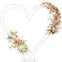 7FT Heart Arch Stand Double Heart Shaped Balloon Stand Wedding Arch for Proposal Ceremony Valentine's Day Birthday Party Baby Shower Decoration (White)
