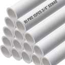 HJ 4FT Feet PVC Pipe 15PCS White Sch40 Industrial Pipes (3/4") (0.75 Inch)
