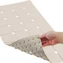 Bathtub Mat Non Slip 15" x 28" Silicone Foldable Tub Mat with Strong Suction Cups & Large Drain Holes, Durable & Eco-Friendly, for Smooth Surfaces, Ideal for Seniors, Adults Beige