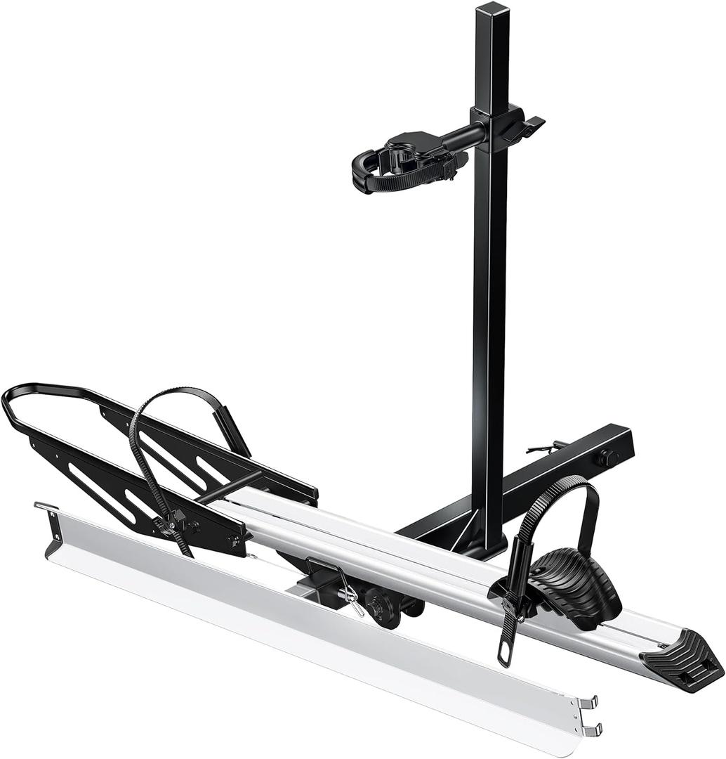 Young Hitch Mount Single Bike Rack with Ramp, 100 lbs Capacity