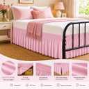 RIMELA King Bed Skirt 15 Inch Drop Dusty Pink Split Corners Dust Ruffle, King/Cal King