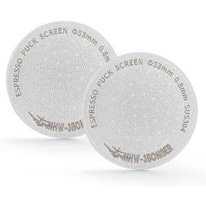 MHW-3BOMBER 53mm Espresso Puck Screen 2 Packs Metal Coffee Filter Reusable Espresso Filters for 54mm Portafilter Basket 0.8mm Thickness FG7009M-OS (Silver)