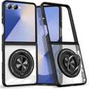 Magnetic Case for Samsung Galaxy Z Flip 7, [Compatible with MagSafe] Military Grade Shockproof Slim fit Samsung Z Flip 7 Phone Case with Magnetic Ring Kickstand, Matte Black