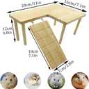 Wooden Hamster Platform with Ladder Rat Climbing Activity Playground Platform Cage Accessories Decor for Dwarf Syrian Hamster Gerbil Rat Mice (Left)