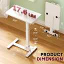 Foldable Mobile Standing Desk, 27 Inch Small Rolling Laptop Cart Height Adjustment, 90 Tiltable Bedside Table, No Assembly Needed Portable Computer Workstation, White