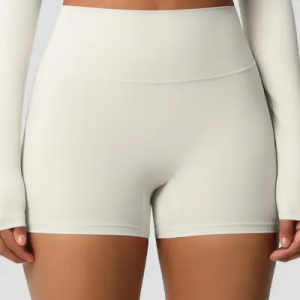 Sunzel No Front Seam High Waist Biker Shorts for Women, Squat Proof Yoga Workout Gym Bike Shorts 5" Seam, White, Small