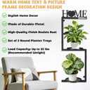 Wall Plant Holder Metal, Plant Frames Wall Decor, Wall Plant Stands for Indoor&Outdoor with Letters HOME Decor, 2 Round Flower Pot Trays, 12*7.87*34.33 Inch, Black