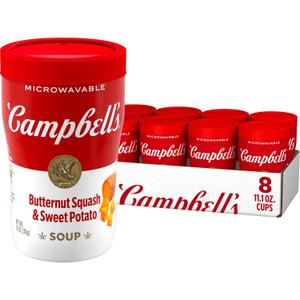 Campbells Sipping Soup, Butternut Squash and Sweet Potato Soup, 11.1 oz Microwavable Cup (8 Pack)