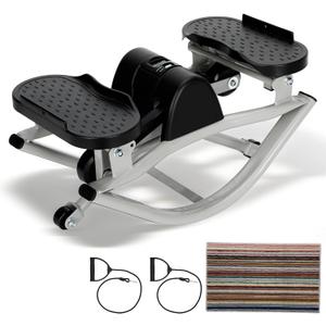 Rock Stepper Side to Side, Rocking Fitness Stepper Home Workout Machine with Resistance Bands for Full Body Workout, for Exercise at Home (Black-Grey)