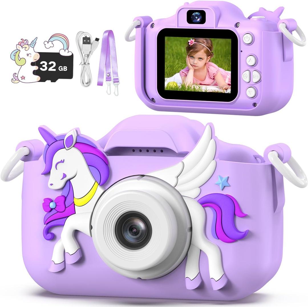 Kids Camera Toy, masterbee Children Camera Toys for Kid Age 3-12, Christmas/Birthday Gifts for Girls, 1080P HD Video Kids Digital Camera, Gift for 3 4 5 6 7 8 9 10 11 12 Year Old Girl (Purple)