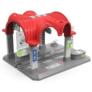 Train Accessories Modern Station for Kids, Train Tunnel for Wooden Railway System, Multifunction Toy Trains Set for Motorized Cars Compatible with Thomas & Friends, Brio, Chuggington