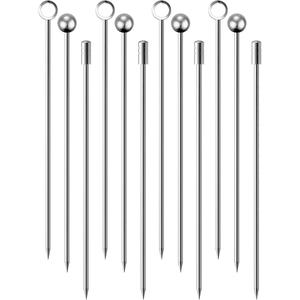OGGI Metal Cocktail Picks Sticks 12 pcs - Stainless Steel Martini Picks, Reusable Metal Cocktail Skewers, Martini Sticks for Olives, Appetizers, Bloody Mary, 4.25" / 11cm