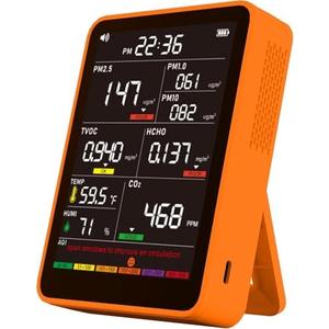 Professional Indoor Air Quality Monitor with AQI Beep Alarms, Portable Real-Time Detector for Home Cars Plants and Pets