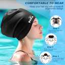 Extra Large Swim Cap Women Adult, Swim Caps for Long Hair, Dreadlocks, Weaves, Hair Extensions, Braids, Curls & Afros - Silicone Swimming Cap for Women & Men Anti-Leak Seal for Pool, Beach, Laps (black)