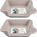 KittyGoHere 2.0 Easy Entry Cat Litter Box, 2 Pack Large Misty Gray | Large Open - Top Low Entrance Litter Pan With Higher Sides & Two Entrances Durable Design for Easy Cleaning, Made in USA