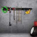 11Pcs Garage Wall Mount Tool Storage Rack - Adjustable Garden Tool Storage Hooks, Heavy Duty Utility Shed Organization Rack for Hanging Rake, Broom, Mower, Snowboard and Other Yard Tool