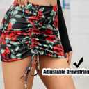 Avidlove Mini Skirts for Women Bodycon Casual Mini Skirts Adjust Drawstring Sexy Ruched Short Skirt Micro Club Skirt (Small, Leaf Rose)