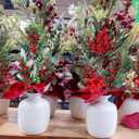 8 Pcs Artificial Christmas Floral Picks, Faux Pine Sprays with Red Berries, Holly Leaves & Pinecones, Greenery for DIY Crafts, Garland, Wreath, Xmas Tree Decor