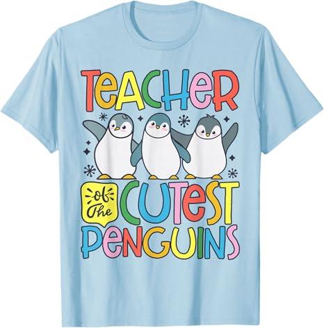 Teacher Of The Cutest Penguins Funny Penguin Back To School T-Shirt 2XL