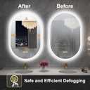 24x36 Oval LED Bathroom Mirror with Lights, Anti-Fog, Bluetooth Speaker, 3 Colors Temperature & Dimmable, Lighted Mirrors for Bathroom Wall with Memory Function, Waterproof, Shatter-Proof (36"L x 24"W, Silver-1 Pack)