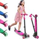 Scooter for Kids 3-12, Kid Scooters with Extra-Wide Deck, 165 lbs Capacity, 3 Wheel Kick Scooter with Lean to Steer, Height Adjustable Handlebar, Light Up Wheels for Stable Smooth Riding, Child Gift (Pink)