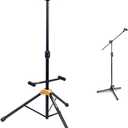 Hercules Stands GS422B Dual Guitar Stand with MS533B Hideaway Boom Microphone Stand Bundle