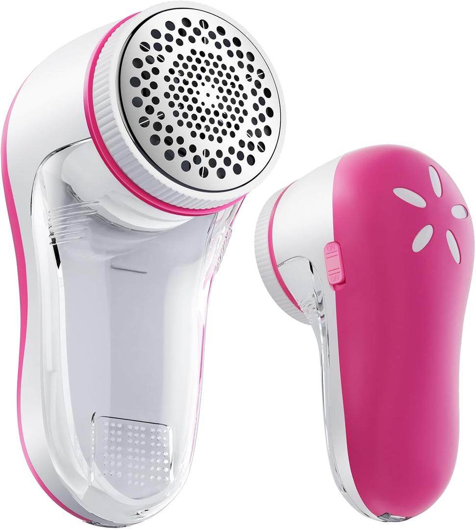 POPCHOSE Fabric Shaver, Lint Remover for Clothes, Electric Lint Shaver with 6-Leaf Blades, Sweater Shavers to Remove Pilling for Clothing, Couch, Furniture, Fuzz, Lint Ball, Bobbles, Pink