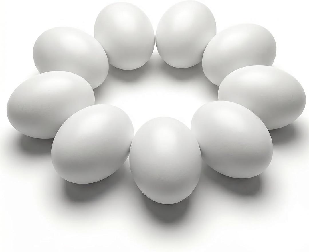 SallyFashion Wooden Fake Eggs for Nesting Boxes, 9 PCS White Easter Eggs for Craft Pretend Play Kitchen Accessories for Toddler Kids