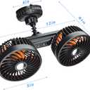 Dual Head Suction Cup Car Cooling Fan for Window Dashboard, 4000Mah Battery Powered Rechargeable USB Car Fans That Blow Cold Air, Cooler for Semi Truck Rv Van Tractor Cab Vehicles without Ac