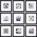 Yaetm 8x8 Picture Frames Black Set of 9, Square 8x8 Frame Displays 4x4 with Mat or 8 x 8 without Mat, Gallery Wall Frames for Wall Mounted (9 Pack, Black)