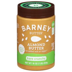 Barney Butter Almond Butter, Bare Crunchy, 16 Ounce Jar, No Added Sugar or Salt, Skin-Free Almonds, No Stir, Non-GMO, Gluten Free, Keto, Paleo, Vegan (EXP 06/12/26)