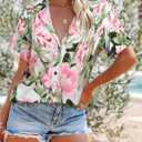 LILYCHIC Women's Hawaiian Shirts Coconut Button Summer Soft Button Down Shirts Short Sleeve (XXL)