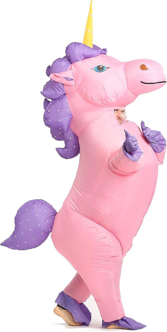 GOPRIME Unicorn Costume, Inflatable, Blow Up Suit, Adult Size