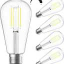 SHINESTAR Dimmable Edison Bulbs, 6W, Equivalent 60W, Bright Daylight White 4000K, Vintage ST58 Antique LED Filament Bulbs, E26 Medium Base, 80+ CRI, Clear Glass, 4 Pack